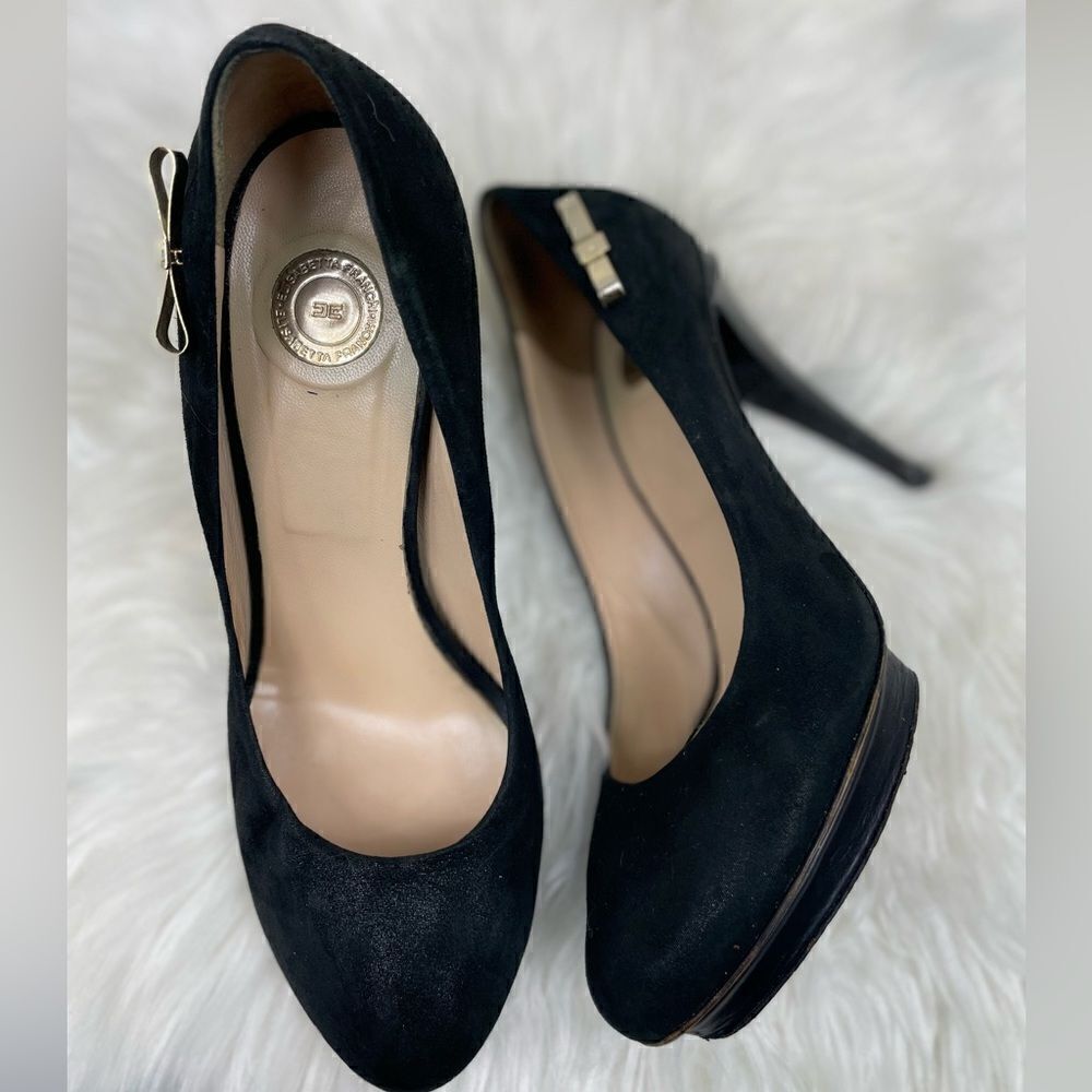 Elisabetta Franchi | black suede heels 38 front platform look